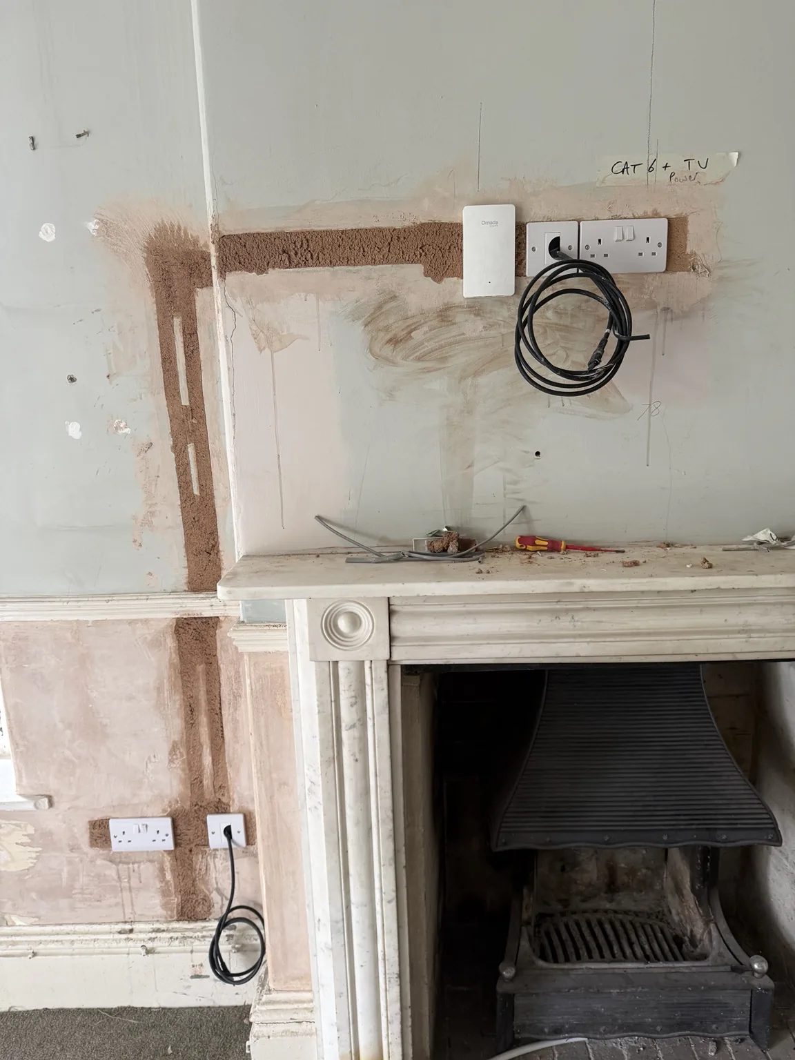 Cat6 data and power installation in a period property in Bath