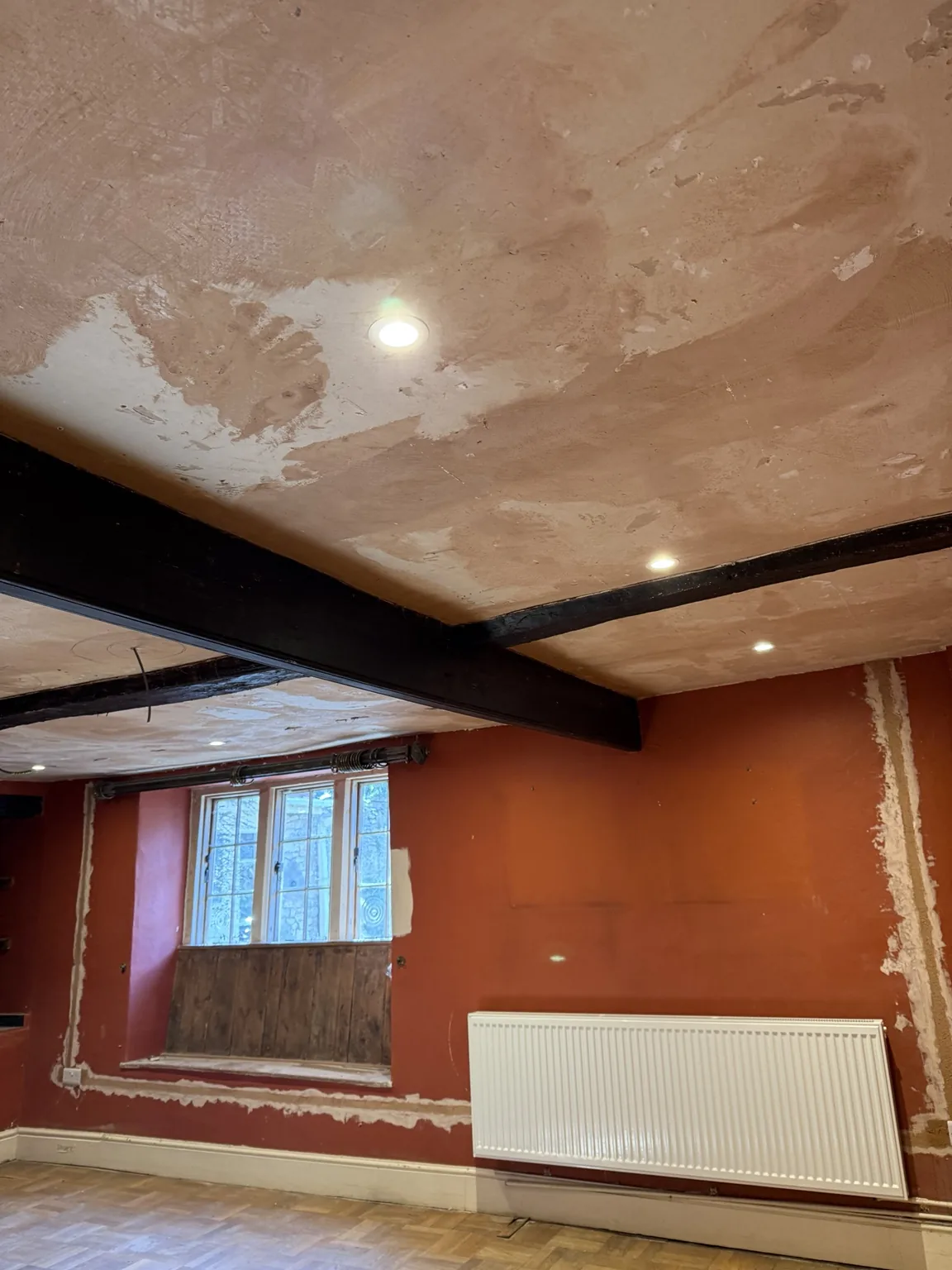 New spotlight circuit installed around original timber beams in the Bath rewire
