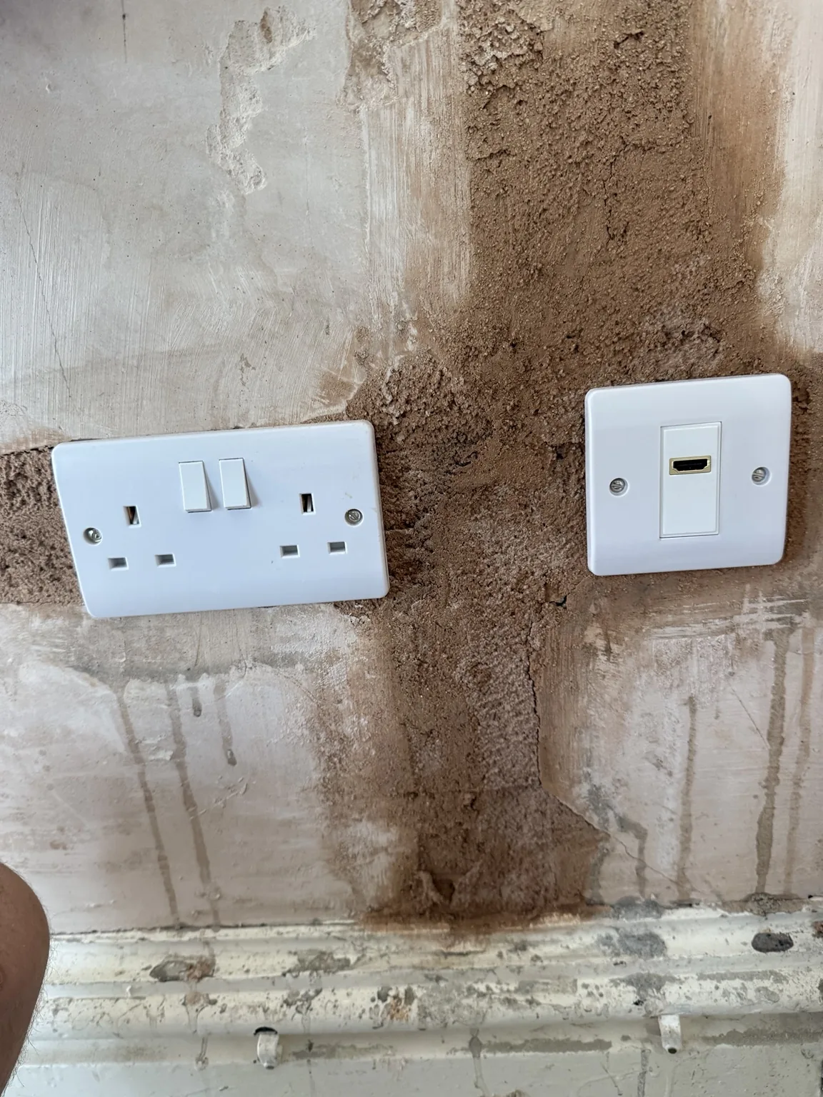 Finished double socket and HDMI media point installed during the period property rewire